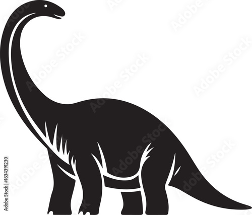 Brontosaurus Dinosaur Silhouette Vector for Prehistoric Wildlife and Jurassic Designs