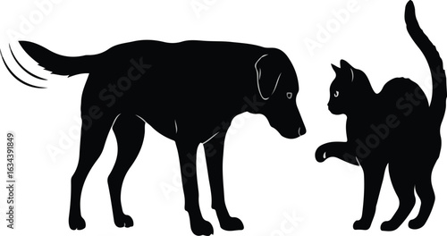 Dog and Cat Silhouette Vector Illustration