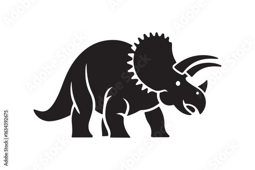 Triceratops Dinosaur Silhouette Graphic Element for Paleontology and Kids Designs