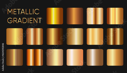 Gold metallic square gradient swatches for luxury design