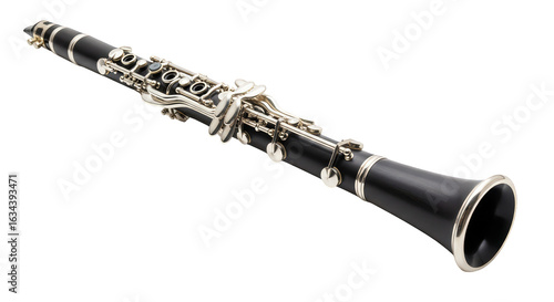 Sleek clarinet shines against dark abyss