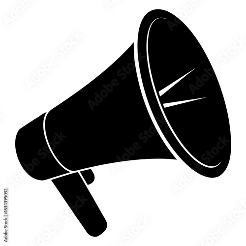 Vector art of black megaphone isolated on white background, a tool for amplifying voice and communication