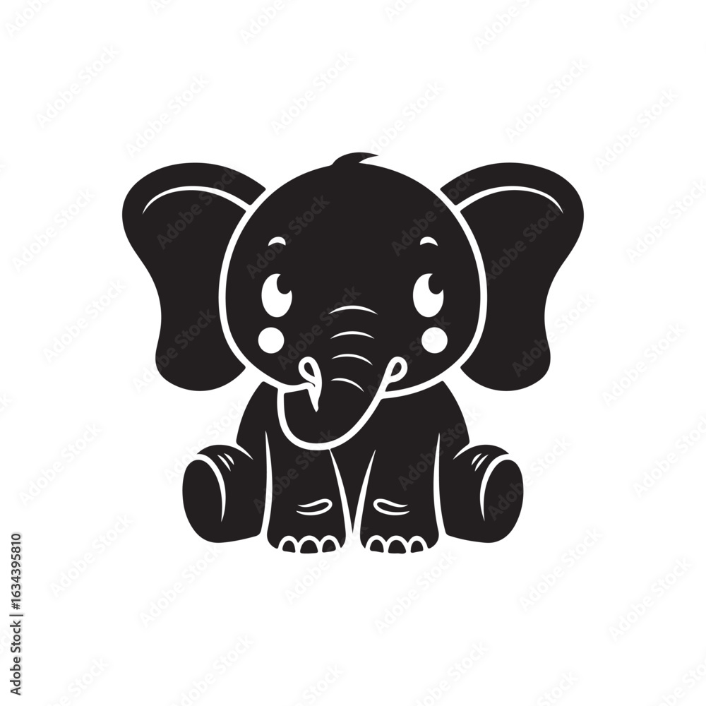 Fototapeta premium Adorable Baby Elephant Cartoon Character for Safari and Animal Designs