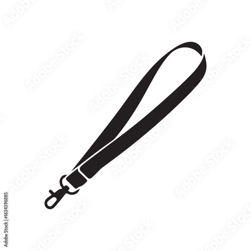 Black Lanyard with Hook Icon for ID Card Holders and Keychains