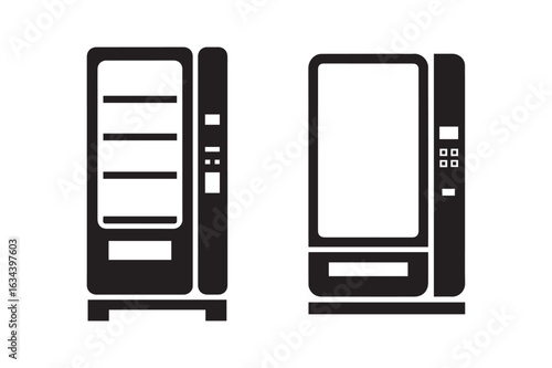 Set of Two Vending Machine Silhouettes for Snacks and Drinks Vector Icons