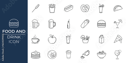 Food and Drink Icon for Restaurant and Cafe, Dining and Drink Symbol for Culinary and Kitchen Art