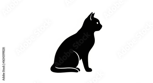 Elegant feline silhouette in deep black against stark white backdrop creating visual contrast
