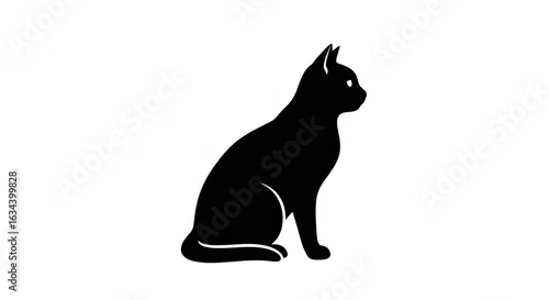 Fototapeta Elegant feline silhouette in deep black against stark white backdrop creating visual contrast