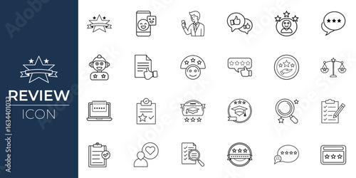 Review Icon for Feedback and Rating, Customer Review Icon for Testimonials and Opinions