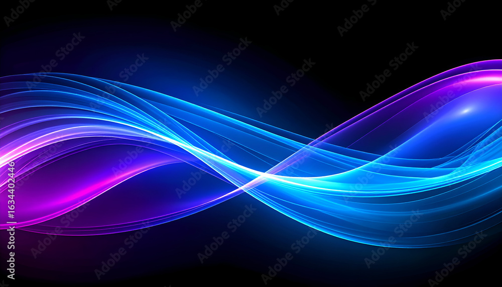 Naklejka premium Abstract Blue Purple Light Waves.