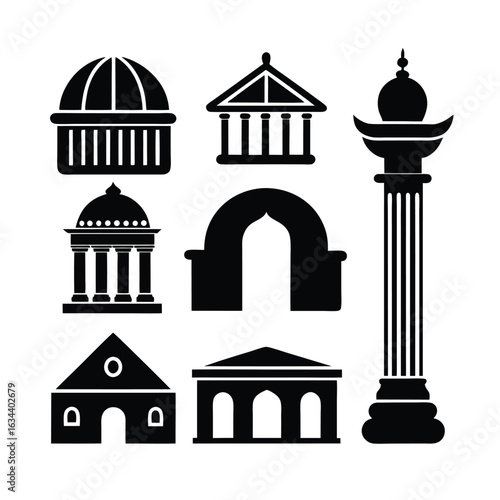 vector illustration of a set of architecture element icons