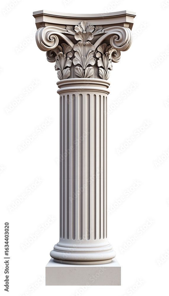 Obraz premium Classical Architectural Column Design, isolated on a white background 