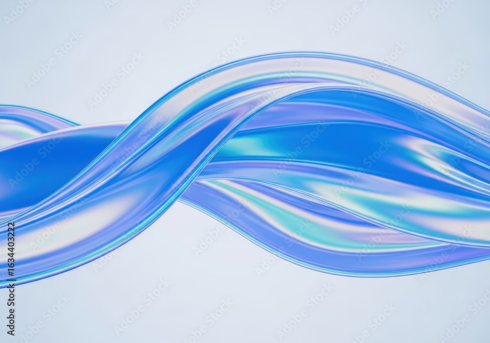 Naklejka premium Abstract flowing blue and iridescent wave on a light background