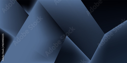 Modern black dark blue white abstract background. Minimal. Color gradient. Web banner. Geometric shape. 3d effect. Lines stripes triangles. Design. Futuristic. Metal metallic effect. Luxury
