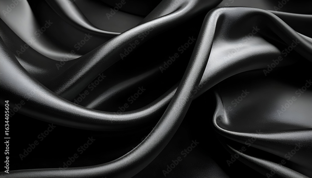 Fototapeta premium Black Silk Drape Texture Background.
