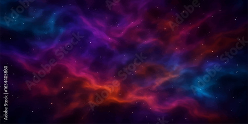 Abstract deep space background with stars and colourful nebula clouds in outer galaxy sky