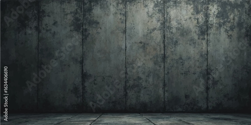 Old grunge interior room with wooden floor and textured concrete walls