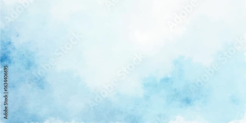 Abstract blue watercolour sky background with clouds sunlight and bright atmosphere