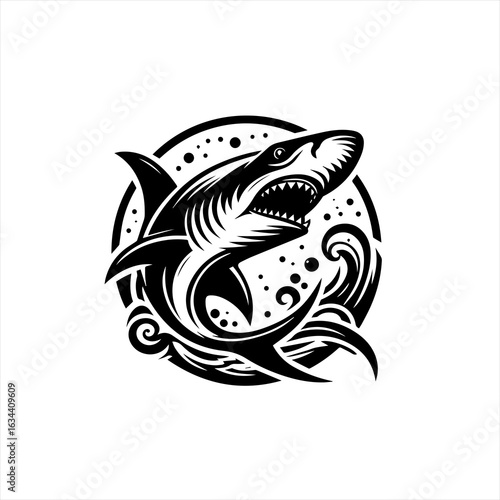 Shark in ocean waves