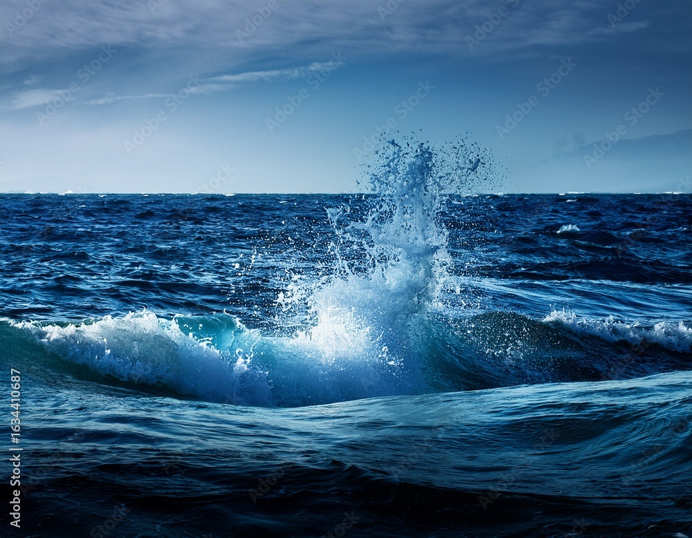 Naklejka premium ocean water splashing with dark blue