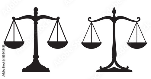 Scales of Justice Vector Graphic - Legal and Balance Symbol Silhouettes