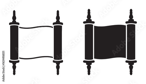 Torah Scroll Vector Icons - Jewish Religious Symbol and Ancient Manuscript