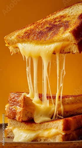 A Grilled Cheese Sandwich on Yellow Background Generative AI