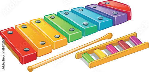 Colorful Music Class Setup with Recorder and Xylophone