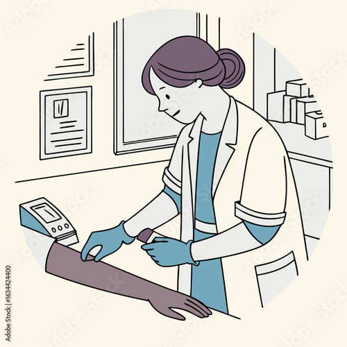Nurse Drawing Taking a Patient's Blood Sample in a Clinic