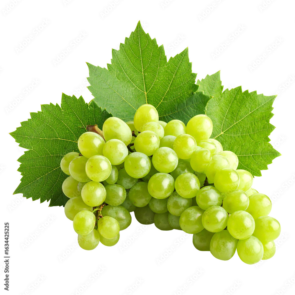 Obraz premium bunch of green grapes isolated on transparent background, png