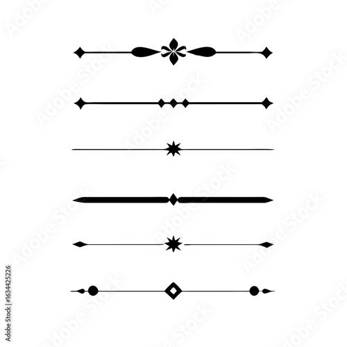 text dividers doodle set. Wedding decorative elements. Divider ornament, borders, floral, vintage line separators. Hand drawn vector illustration isolated on white background. Set page dividers.	