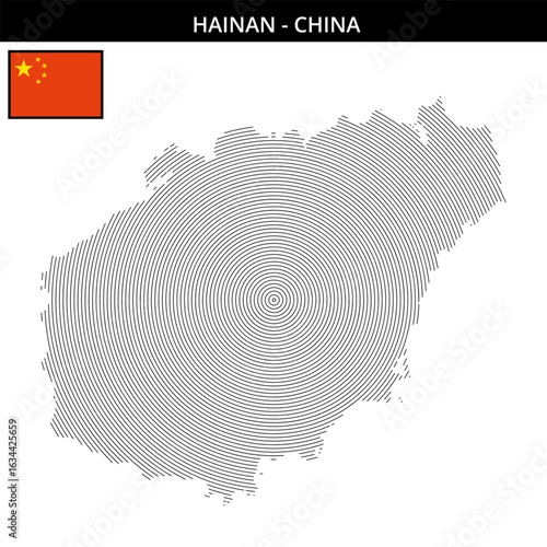 Hainan China geographical map featuring concentric designs