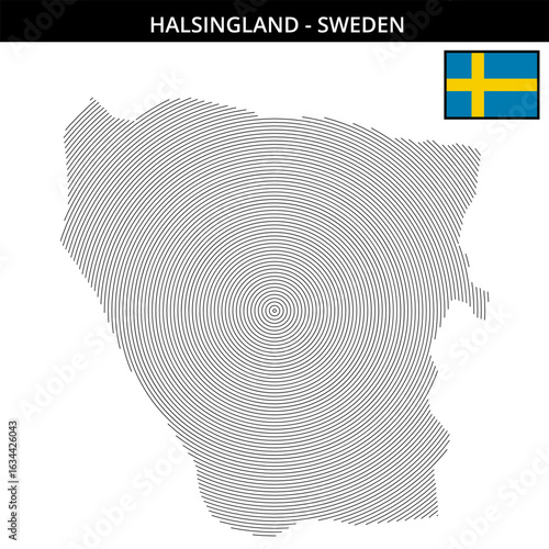Halsingland Sweden with its unique geographical map and flag