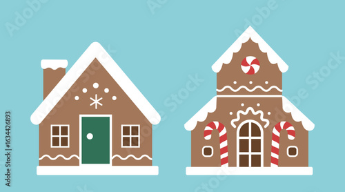 Set Of Colorful Gingerbread House Flat Stock Vector Illustration.
Cute Christmas Cookie House Clipart. 
Good for greeting card, poster, banner, leaflet.