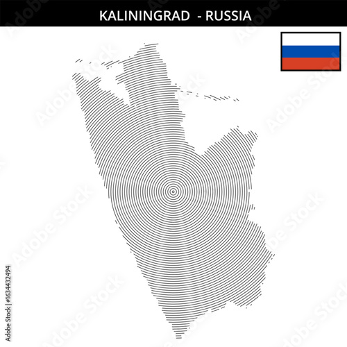 Kaliningrad with its unique geographical map and flag
