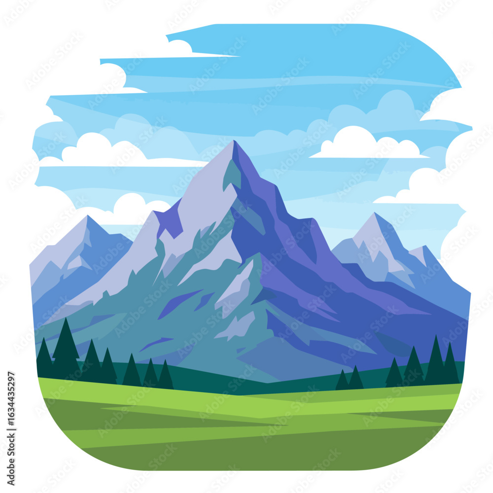 Obraz premium Mountain Landscape with Trees and Grass