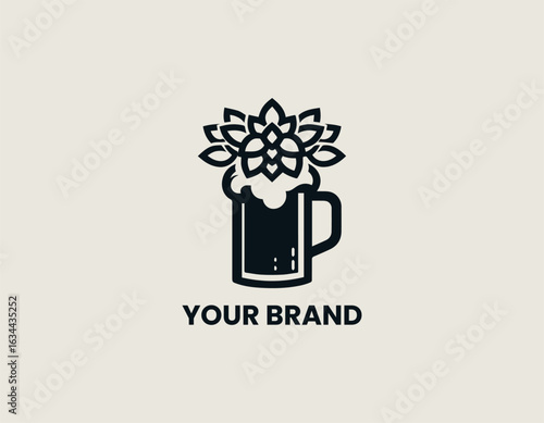 Beer Hops Mug Vector Logo Design