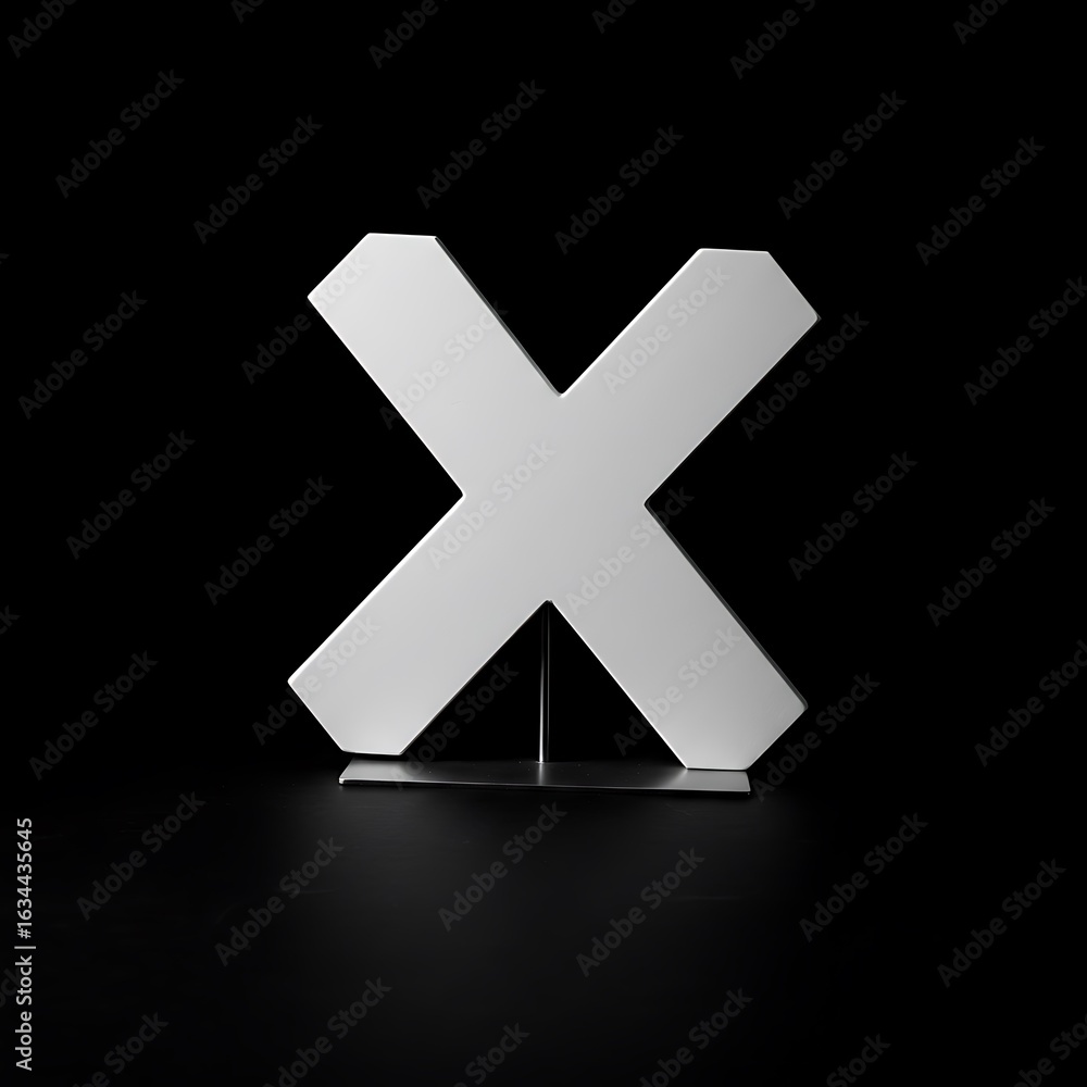 Fototapeta premium Monochrome X: Minimalist 3D Render, Deep Shadows