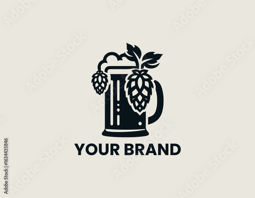 Beer Hops Mug Vector Logo Design