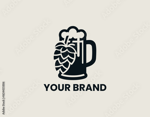 Beer Hops Mug Vector Logo Design