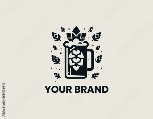 Beer Hops Mug Vector Logo Design