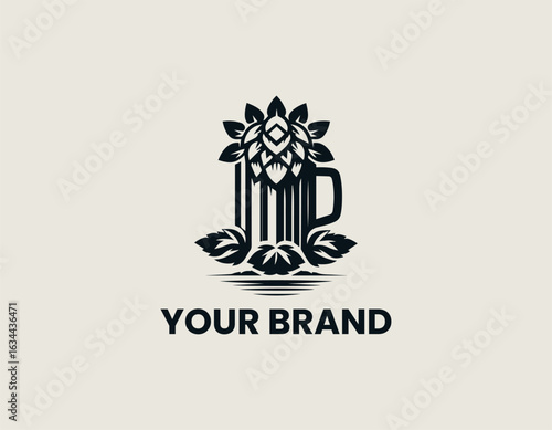 Beer Hops Mug Vector Logo Design