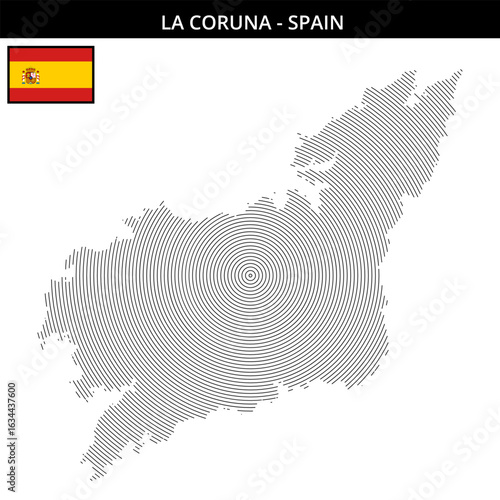 La Coruna Spain with detailed geographical map design