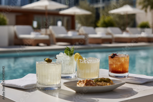 Wallpaper Mural stunning arrangement of top  famous cocktails displayed elegantly beside swimming pool Torontodigital.ca