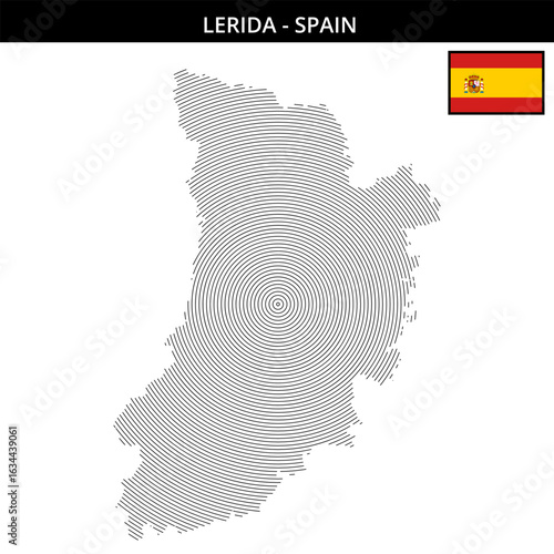 Unique map design of Lerida demonstrating Spain geographical charm