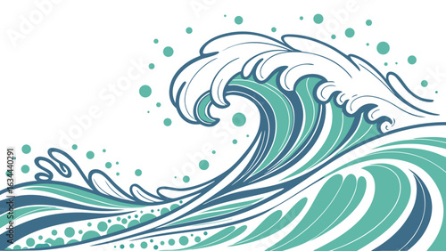 Stylized Ocean Wave with Splashes
