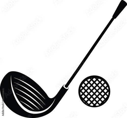 Golf club and ball silhouette isolated on transparent background