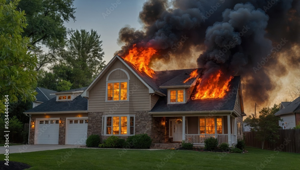 Fototapeta premium a house that is on fire