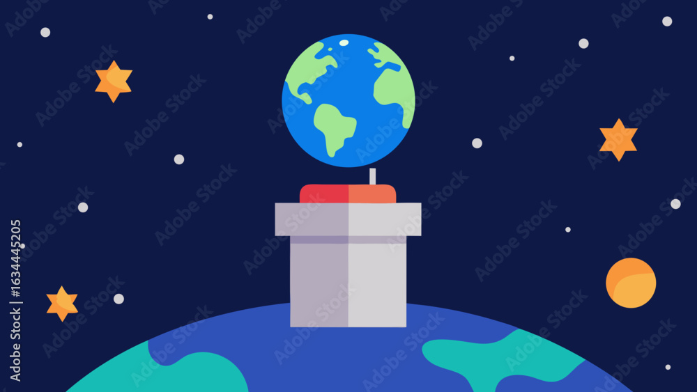 Fototapeta premium moon surface podium stars earth background