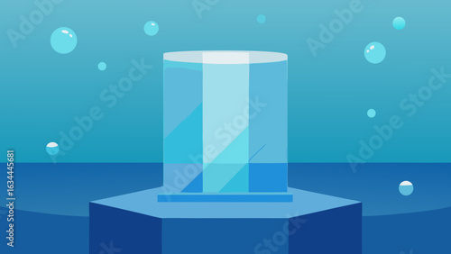 Underwater Glass Podium with Floating Air Bubbles